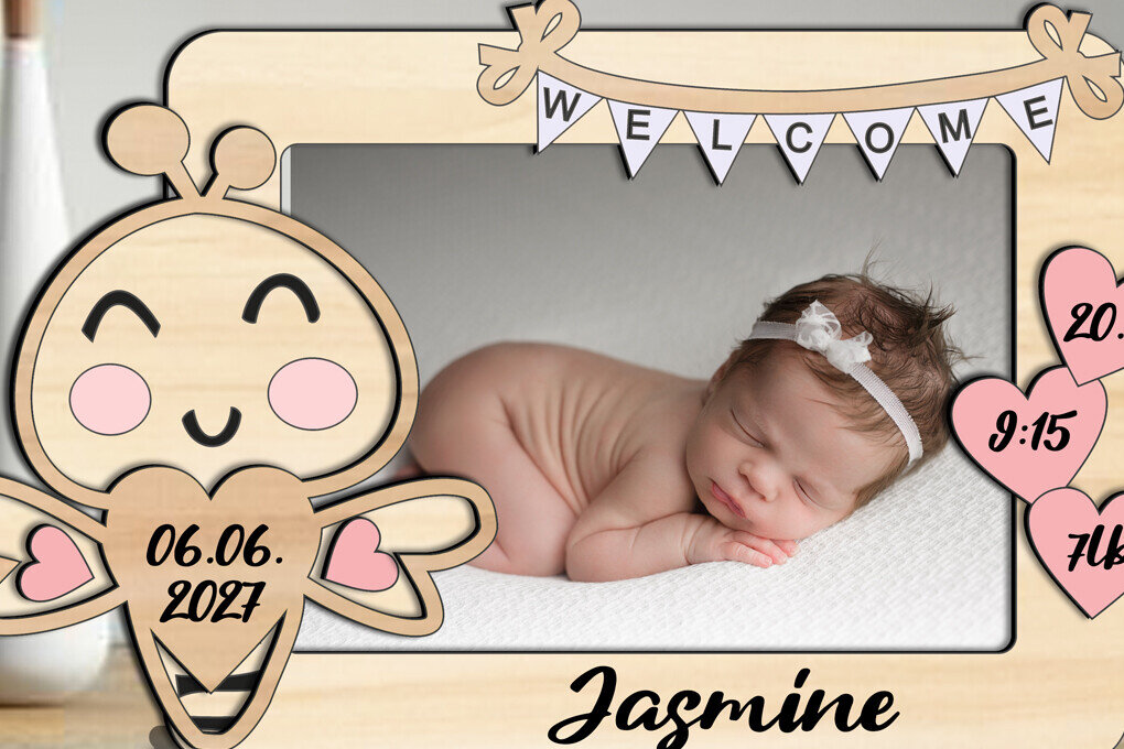 Intra απο ξύλο plywood 3mm-4mm πάχος Bee  Baby Photo Πινακίδα κορνίζας δώρου Δίασταση 20x30 cm INTRAFABR-123727625 - Image 2