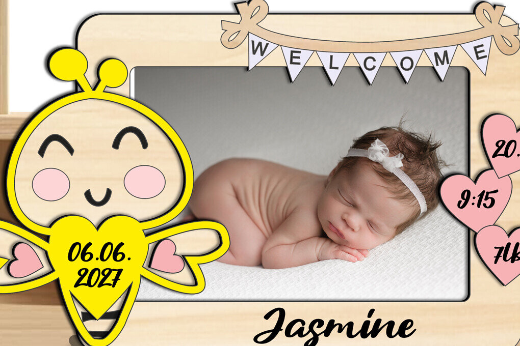Intra απο ξύλο plywood 3mm-4mm πάχος Bee  Baby Photo Πινακίδα κορνίζας δώρου Δίασταση 20x30 cm INTRAFABR-123727625 - Image 3