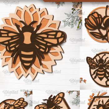 Intra απο ξύλο plywood 3mm-4mm πάχος Δέσμη κοπής με λέιζερ διακοσμητικά τοίχου με στρώματα μέλισσας Δίασταση 30x20 cm INTRAFABR-100464366 - Image 1