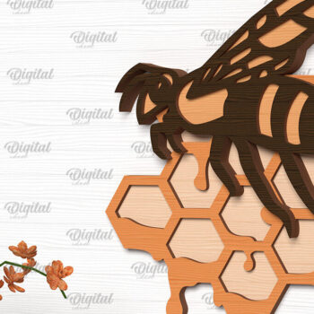 Intra απο ξύλο plywood 3mm-4mm πάχος Δέσμη κοπής με λέιζερ διακοσμητικά τοίχου με στρώματα μέλισσας Δίασταση 30x20 cm INTRAFABR-100464366 - Image 4