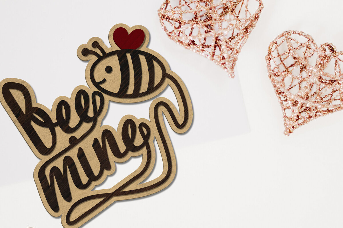 Intra απο ξύλο plywood 3mm-4mm πάχος Bee Mine, Διακόσμηση για την Ημέρα του Αγίου Βαλεντίνου Δίασταση 15x15 cm INTRAFABR-88212247