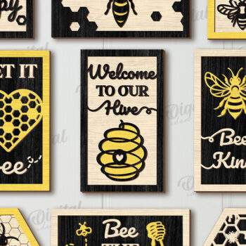Intra απο ξύλο plywood 3mm-4mm πάχος Bee Mini Signs Cut  Δίασταση 30x20 cm INTRAFABR-123624925 - Image 1