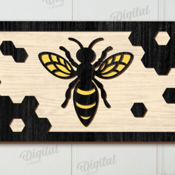 Intra απο ξύλο plywood 3mm-4mm πάχος Bee Mini Signs Cut  Δίασταση 30x20 cm INTRAFABR-123624925 - Image 2