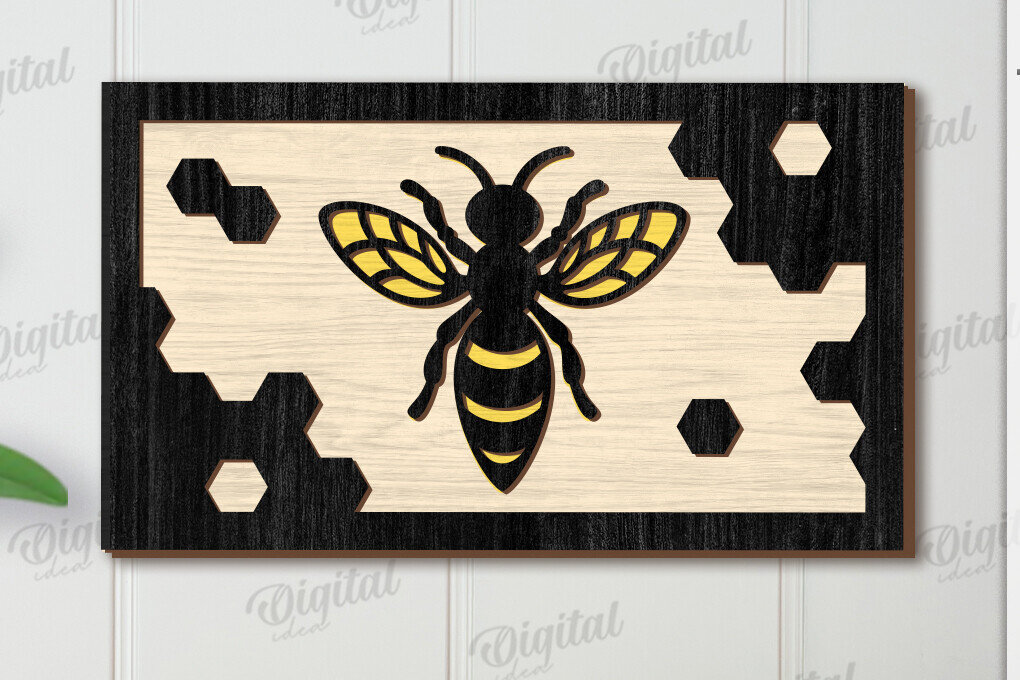 Intra απο ξύλο plywood 3mm-4mm πάχος Bee Mini Signs Cut  Δίασταση 30x20 cm INTRAFABR-123624925 - Image 2
