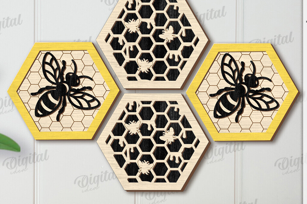 Intra απο ξύλο plywood 3mm-4mm πάχος Bee Mini Signs Cut  Δίασταση 30x20 cm INTRAFABR-123624925 - Image 6