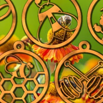 Intra απο ξύλο plywood 3mm-4mm πάχος Δέσμη κοπής με λέιζερ στολίδι μελισσών Δίασταση 25x25 cm INTRAFABR-45070921 - Image 1