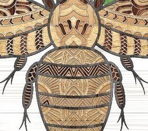 Intra απο ξύλο plywood 3mm-4mm πάχος Bee Paper Cut Δίασταση 30x20 cm INTRAFABR-33477007