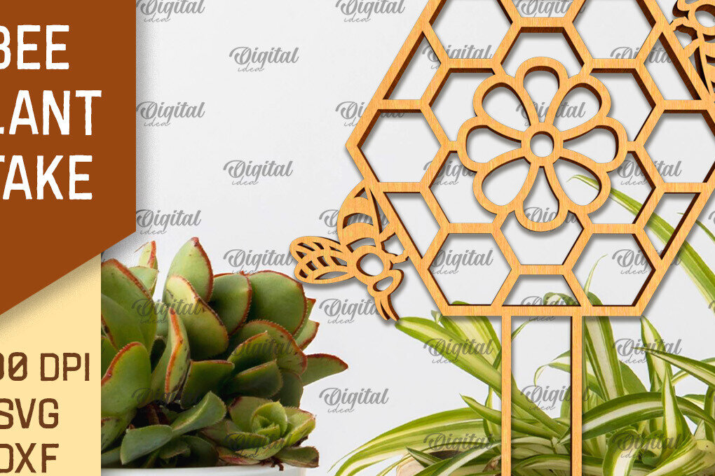 Intra απο ξύλο plywood 3mm-4mm πάχος Bee Plant Stake . Bee Design Δίασταση 30x20 cm INTRAFABR-99934489 - Image 1