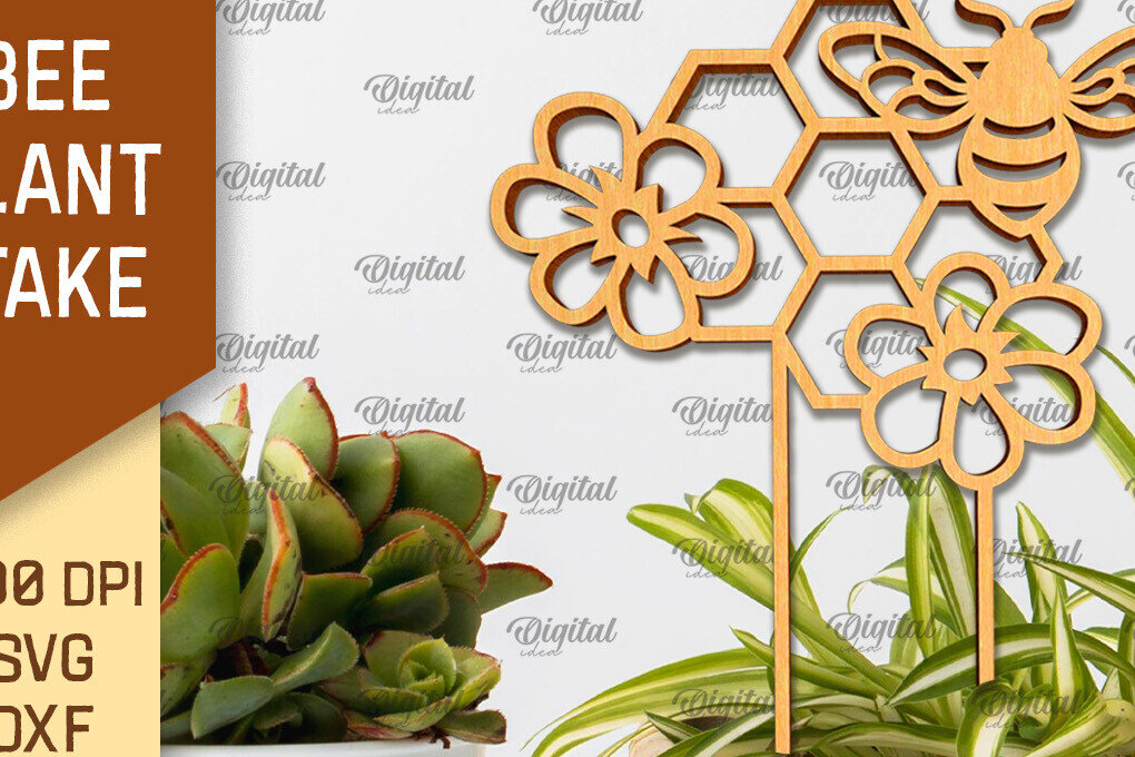 Intra απο ξύλο plywood 3mm-4mm πάχος Bee Plant Stake . Bee Design Δίασταση 30x20 cm INTRAFABR-99934179 - Image 1