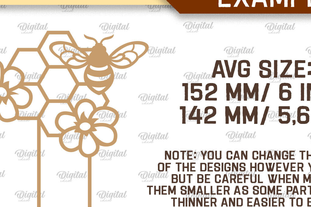 Intra απο ξύλο plywood 3mm-4mm πάχος Bee Plant Stake . Bee Design Δίασταση 30x20 cm INTRAFABR-99934179 - Image 2