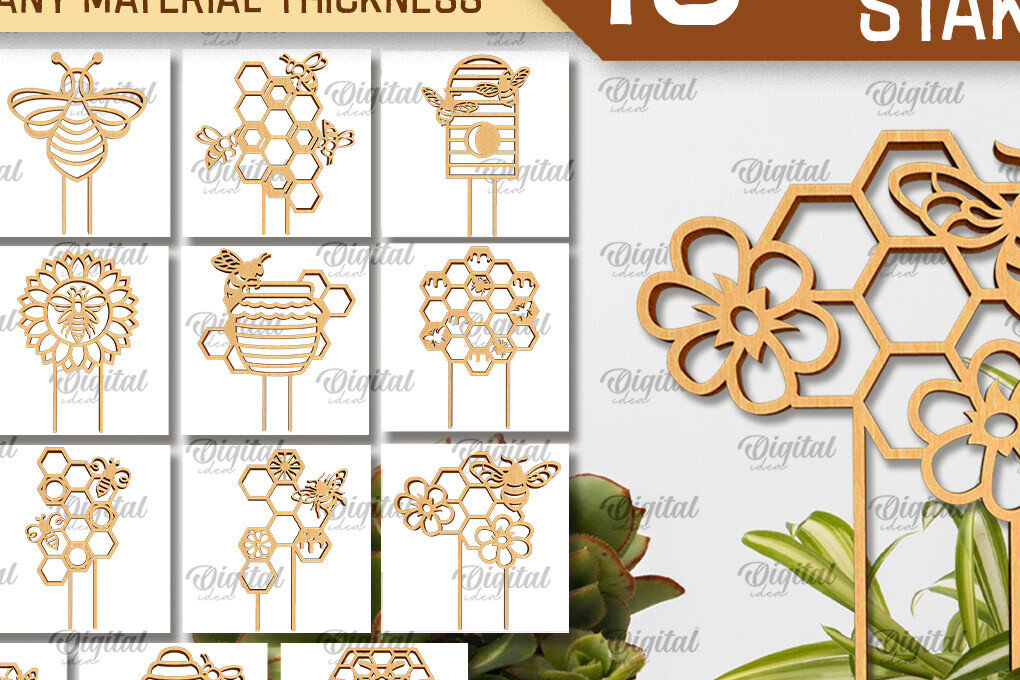 Intra απο ξύλο plywood 3mm-4mm πάχος Δέσμη κοπής με λέιζερ Bee Plant Stakes Δίασταση 30x20 cm INTRAFABR-100043776