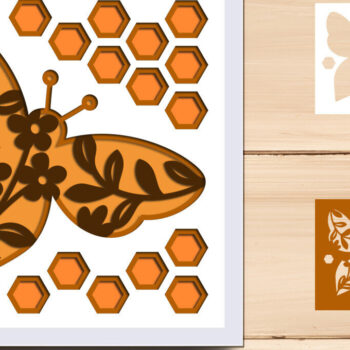 Intra απο ξύλο plywood 3mm-4mm πάχος Bee Shadow Box , 3d Bee Layered Δίασταση 8x8 cm INTRAFABR-97259149 - Image 1