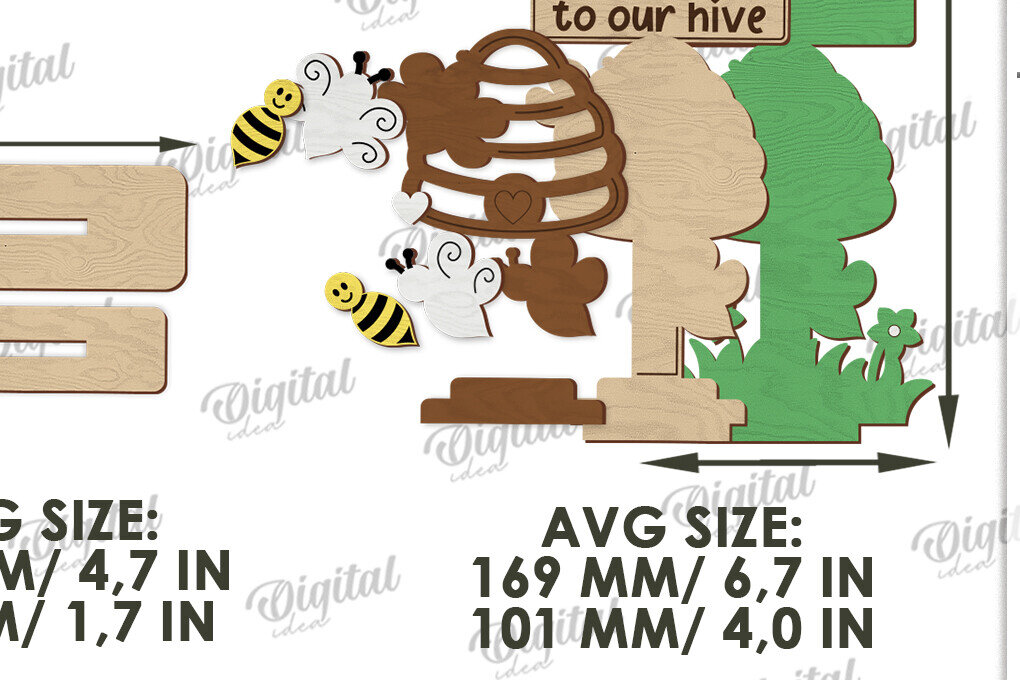 Intra απο ξύλο plywood 3mm-4mm πάχος με βάση μελισσών Δίασταση 30x20 cm INTRAFABR-122670477 - Image 2