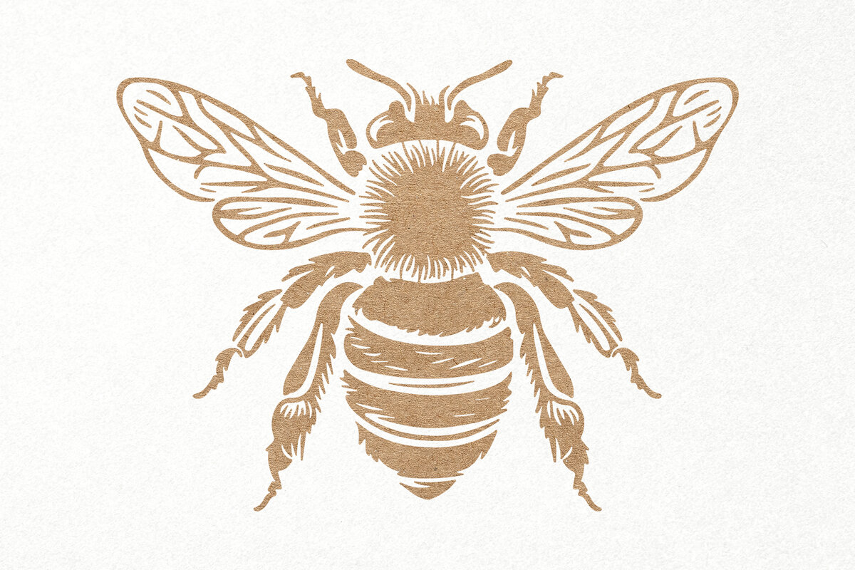 Intra απο ξύλο plywood 3mm-4mm πάχος Bee . Honey Bee . Χαρακτική μελισσών Δίασταση 7x7 cm INTRAFABR-102848085 - Image 1