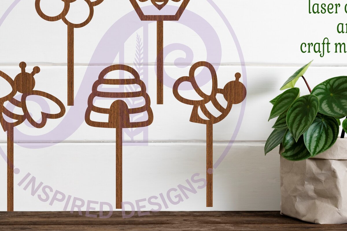 Intra απο ξύλο plywood 3mm-4mm πάχος Μπλούζες Cupcake με θέμα τη μέλισσα, 6 σχέδια Δίασταση 30x20 cm INTRAFABR-93272632 - Image 3