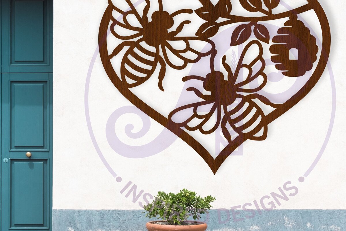 Intra απο ξύλο plywood 3mm-4mm πάχος Επιτοίχια επιγραφή με θέμα τη μέλισσα, . Δίασταση 11x11 cm INTRAFABR-124357514