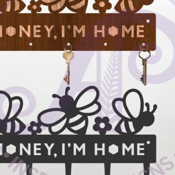 Intra απο ξύλο plywood 3mm-4mm πάχος Μέλι με θέμα τη μέλισσα, είμαι κατόχος κλειδιών στο σπίτι Δίασταση 12x12 cm INTRAFABR-123299222 - Image 1