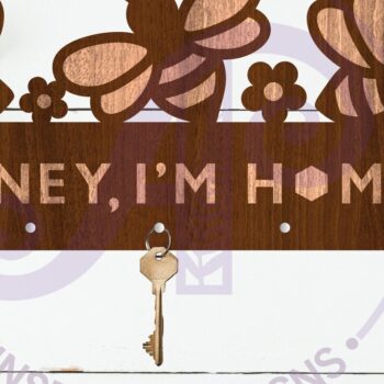 Intra απο ξύλο plywood 3mm-4mm πάχος Μέλι με θέμα τη μέλισσα, είμαι κατόχος κλειδιών στο σπίτι Δίασταση 12x12 cm INTRAFABR-123299222 - Image 2