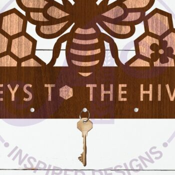 Intra απο ξύλο plywood 3mm-4mm πάχος Μέλι με θέμα τη μέλισσα, κλειδιά για το κλειδί της κυψέλης Δίασταση 12x12 cm INTRAFABR-124954267 - Image 2