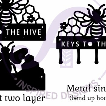 Intra απο ξύλο plywood 3mm-4mm πάχος Μέλι με θέμα τη μέλισσα, κλειδιά για το κλειδί της κυψέλης Δίασταση 12x12 cm INTRAFABR-124954267 - Image 3