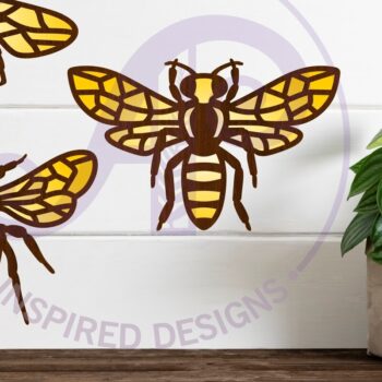 Intra απο ξύλο plywood 3mm-4mm πάχος Σιλουέτες σχεδίασης τοίχων δύο επιπέδων Bee Δίασταση 30x20 cm INTRAFABR-86003705 - Image 1