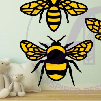 Intra απο ξύλο plywood 3mm-4mm πάχος Σιλουέτες σχεδίασης τοίχων δύο επιπέδων Bee Δίασταση 30x20 cm INTRAFABR-86003539 - Image 2