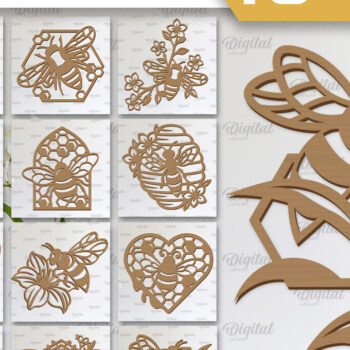 Intra απο ξύλο plywood 3mm-4mm πάχος κοπής με λέιζερ διακόσμηση τοίχου Bee Δίασταση 30x20 cm INTRAFABR-103399540 - Image 1