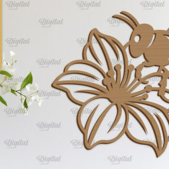 Intra απο ξύλο plywood 3mm-4mm πάχος κοπής με λέιζερ διακόσμηση τοίχου Bee Δίασταση 30x20 cm INTRAFABR-103399540 - Image 2