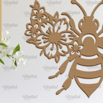 Intra απο ξύλο plywood 3mm-4mm πάχος κοπής με λέιζερ διακόσμηση τοίχου Bee Δίασταση 30x20 cm INTRAFABR-103399540 - Image 3