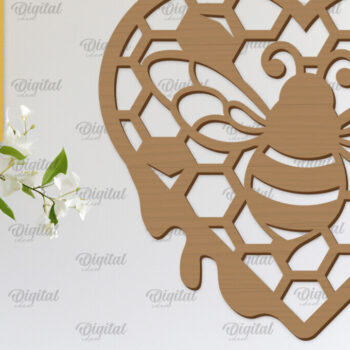 Intra απο ξύλο plywood 3mm-4mm πάχος Διακόσμηση τοίχου μελισσών με λέιζερ. Honey Bee Δίασταση 30x20 cm INTRAFABR-103366766 - Image 1