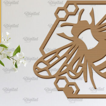 Intra απο ξύλο plywood 3mm-4mm πάχος Διακόσμηση τοίχου μελισσών με λέιζερ. Honey Bee Δίασταση 30x20 cm INTRAFABR-103366895 - Image 1