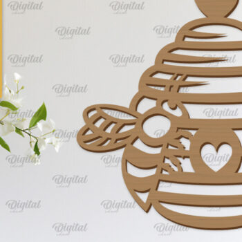 Intra απο ξύλο plywood 3mm-4mm πάχος Διακόσμηση τοίχου μελισσών με λέιζερ. Honey Bee Δίασταση 30x20 cm INTRAFABR-103366924 - Image 1