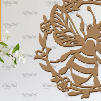 Intra απο ξύλο plywood 3mm-4mm πάχος Διακόσμηση τοίχου μελισσών με λέιζερ. Honey Bee Δίασταση 30x20 cm INTRAFABR-103367011 - Image 1