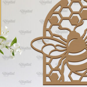 Intra απο ξύλο plywood 3mm-4mm πάχος Διακόσμηση τοίχου μελισσών με λέιζερ. Honey Bee Δίασταση 30x20 cm INTRAFABR-103366143