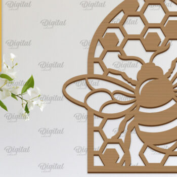 Intra απο ξύλο plywood 3mm-4mm πάχος Διακόσμηση τοίχου μελισσών με λέιζερ. Honey Bee Δίασταση 30x20 cm INTRAFABR-103366143 - Image 1