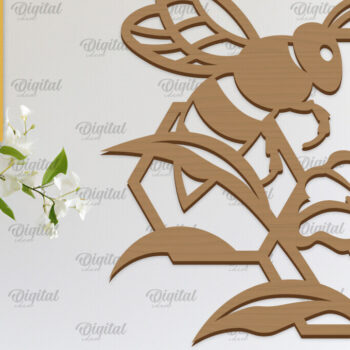 Intra απο ξύλο plywood 3mm-4mm πάχος Διακόσμηση τοίχου μελισσών με λέιζερ. Honey Bee Δίασταση 30x20 cm INTRAFABR-103366316 - Image 1