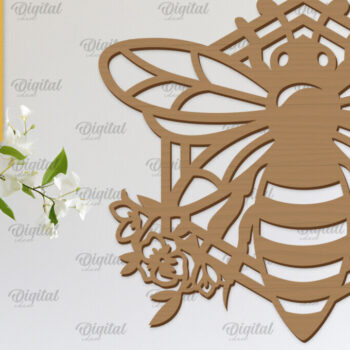 Intra απο ξύλο plywood 3mm-4mm πάχος Διακόσμηση τοίχου μελισσών με λέιζερ. Honey Bee Δίασταση 30x20 cm INTRAFABR-103366517 - Image 1