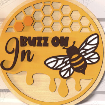 Intra απο ξύλο plywood 3mm-4mm πάχος Bee Welcome Sign Cut  | Σημάδι πόρτας Δίασταση 30x20 cm INTRAFABR-123502370 - Image 1