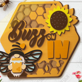 Intra απο ξύλο plywood 3mm-4mm πάχος Bee Welcome Sign Cut  | Καλοκαίρι |CNC Δίασταση 30x20 cm INTRAFABR-123572626 - Image 1