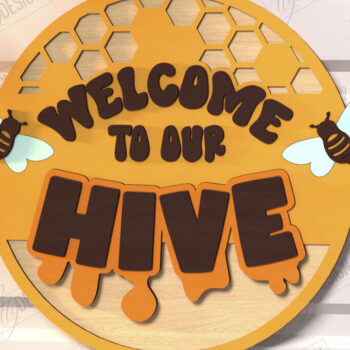 Intra απο ξύλο plywood 3mm-4mm πάχος Bee Welcome Sign Cut  | Επιγραφή τοίχου Δίασταση 30x20 cm INTRAFABR-123600488 - Image 1