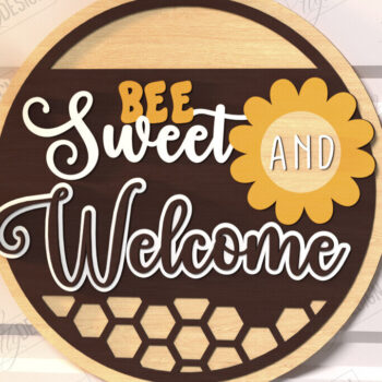 Intra απο ξύλο plywood 3mm-4mm πάχος Bee Welcome Sign Cut  | Επιγραφή τοίχου Δίασταση 30x20 cm INTRAFABR-123600487 - Image 1