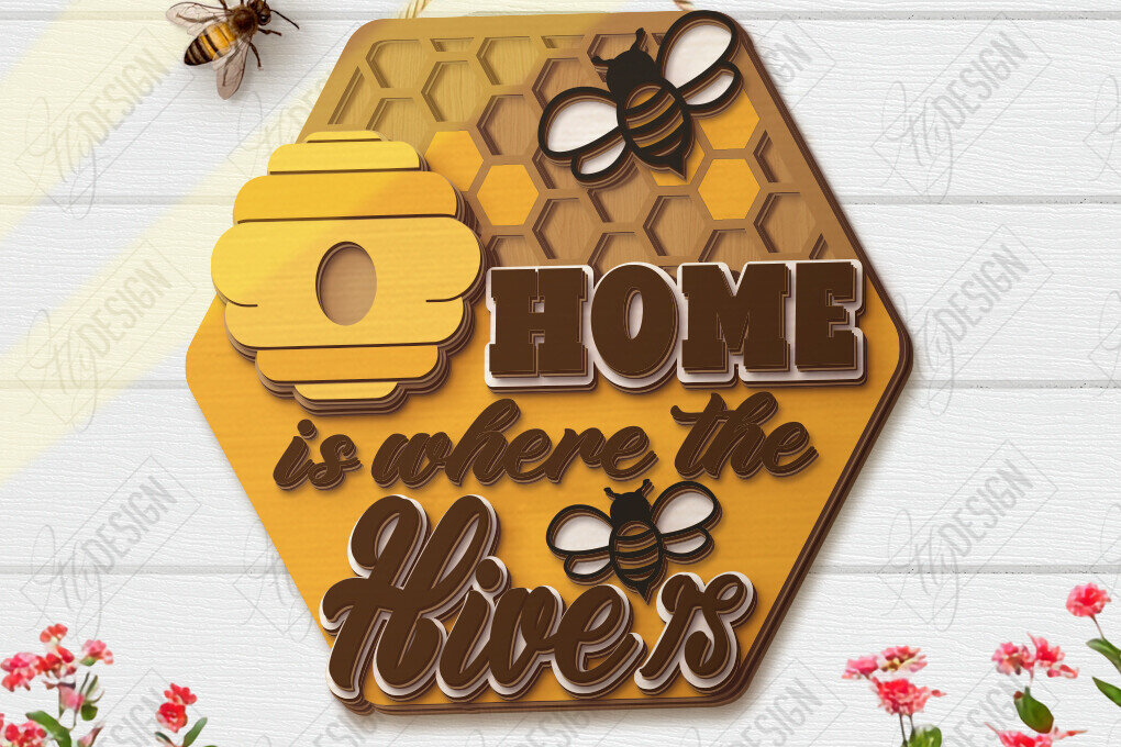 Intra απο ξύλο plywood 3mm-4mm πάχος Bee Welcome Sign Cut  | Επιγραφές τοίχου Δίασταση 30x20 cm INTRAFABR-123423987 - Image 1
