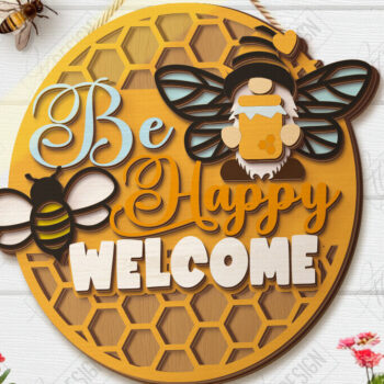 Intra απο ξύλο plywood 3mm-4mm πάχος Bee Welcome Sign Cut  | Επιγραφές τοίχου Δίασταση 30x20 cm INTRAFABR-123423998 - Image 1