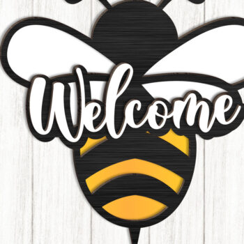 Intra απο ξύλο plywood 3mm-4mm πάχος Bee Welcome Sign Δίασταση 30x20 cm INTRAFABR-123642073 - Image 1