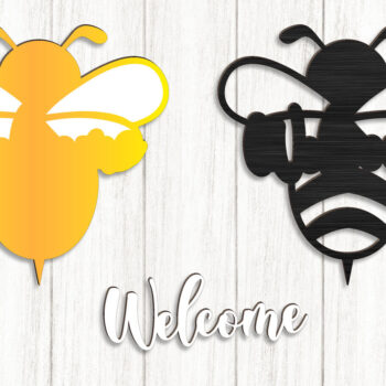 Intra απο ξύλο plywood 3mm-4mm πάχος Bee Welcome Sign Δίασταση 30x20 cm INTRAFABR-123642073 - Image 2