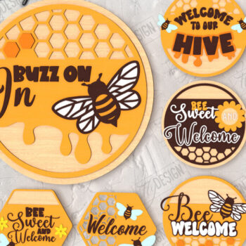 Intra απο ξύλο plywood 3mm-4mm πάχος κοπής με λέιζερ καλωσορίσματος μελισσών | CNC Δίασταση 30x20 cm INTRAFABR-123600519 - Image 1