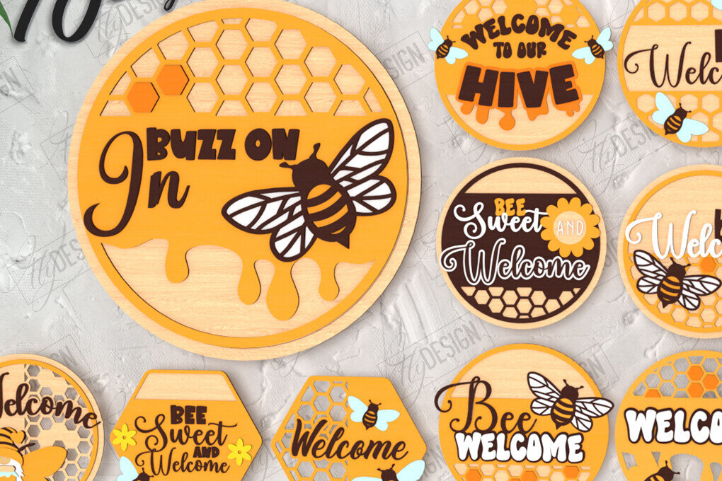 Intra απο ξύλο plywood 3mm-4mm πάχος κοπής με λέιζερ καλωσορίσματος μελισσών | CNC Δίασταση 30x20 cm INTRAFABR-123600519