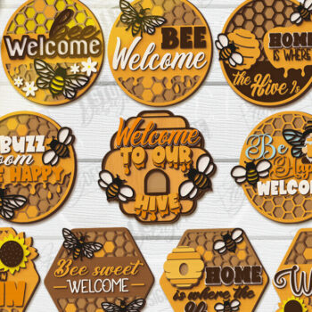 Intra απο ξύλο plywood 3mm-4mm πάχος κοπής με λέιζερ καλωσορίσματος μελισσών | CNC Δίασταση 30x20 cm INTRAFABR-123572713 - Image 1