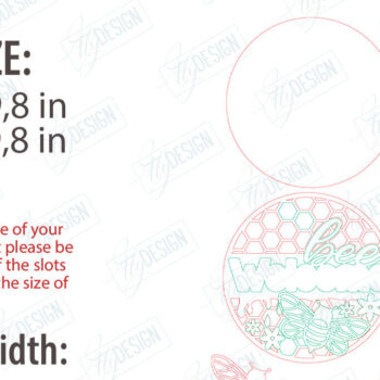 Intra απο ξύλο plywood 3mm-4mm πάχος κοπής με λέιζερ καλωσορίσματος μελισσών | CNC Δίασταση 30x20 cm INTRAFABR-123572713 - Image 2