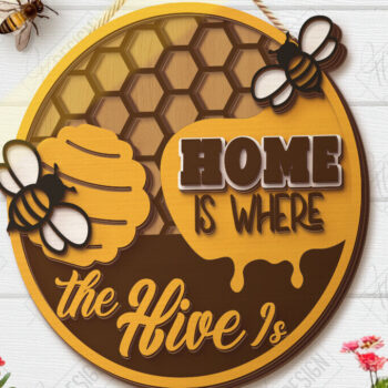 Intra απο ξύλο plywood 3mm-4mm πάχος κοπής με λέιζερ καλωσορίσματος μελισσών | CNC Δίασταση 30x20 cm INTRAFABR-123572713 - Image 3